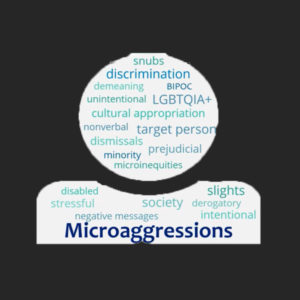 collage of words that constitute types of microaggressions
